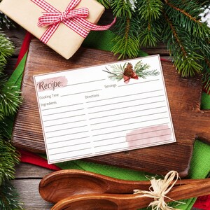 Christmas Recipe Cards Printable, Printable Recipe Cards, Christmas Dinner, Blank Recipe Card, Christmas Recipe Card 4x6