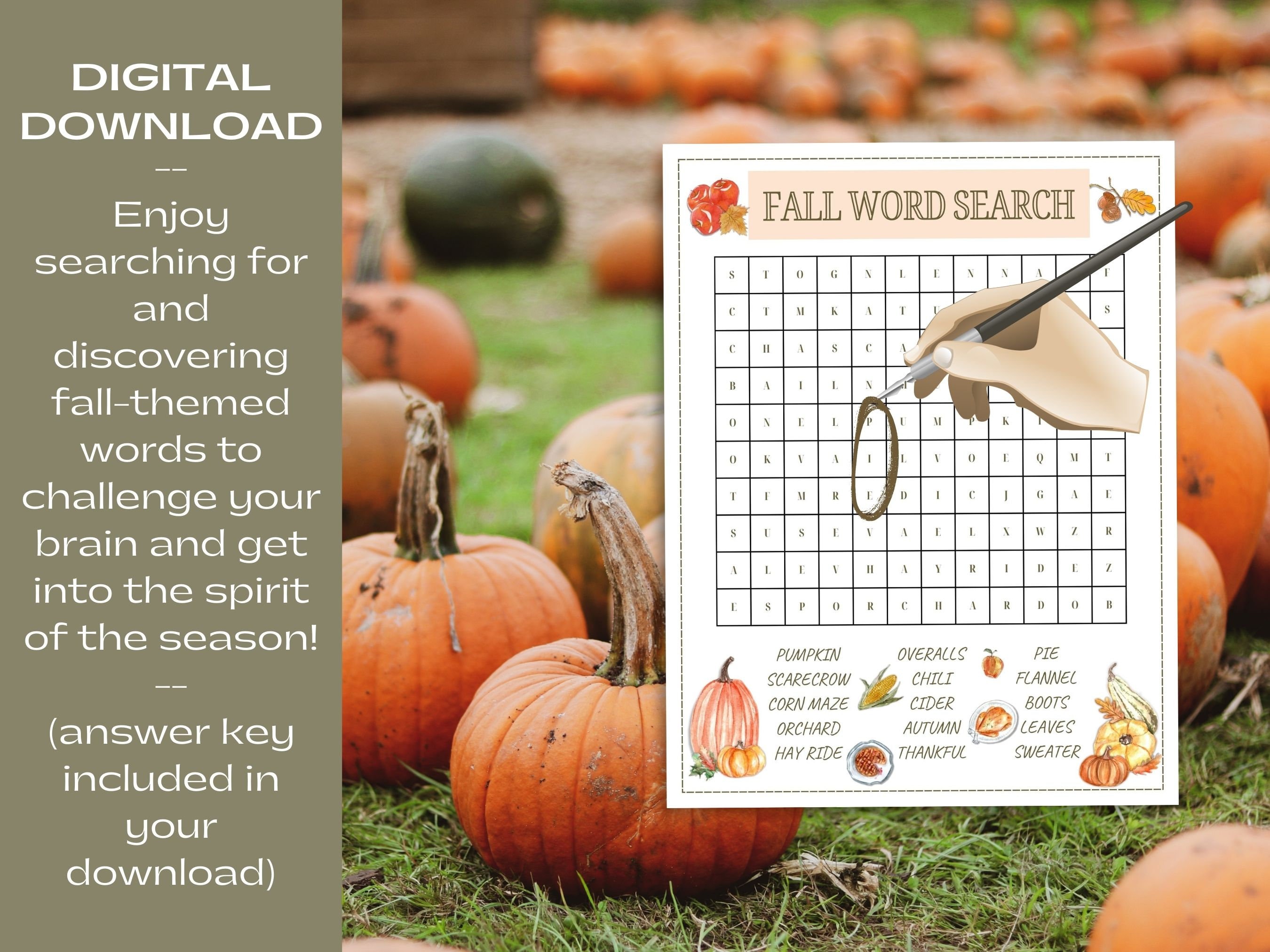 Fall Word Search, Printable Fall Activity, Autumn Activity Sheet, Fall ...