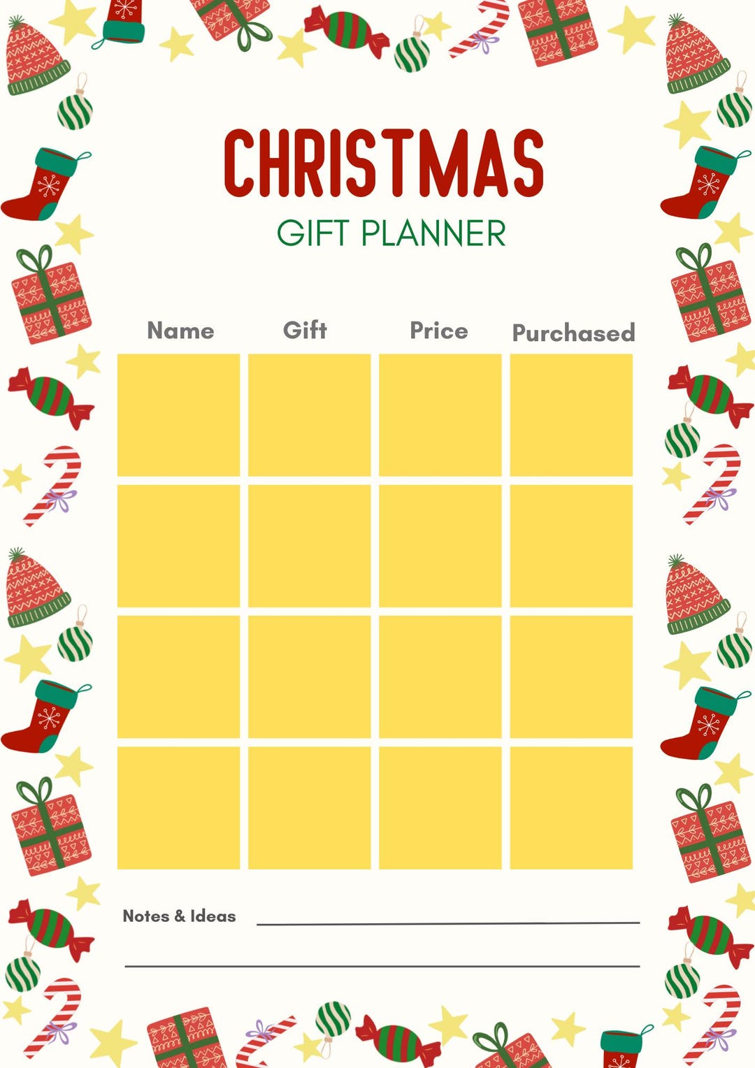 Christmas Gift Planner Printable | Gift List & Wish List | Holiday Gift ...
