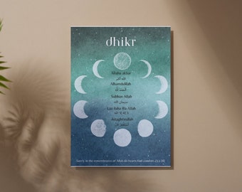 Dhikr Islamic Reminder - Phases of the Moon Design