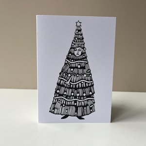 Biglietto di auguri natalizio con linoleografia / Divertenti auguri per le feste