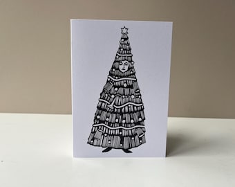 Christmas Tree Linocut Card | Funny Holiday Greetings