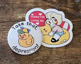 Take That, Depression! Lucifer's Rubber Duckie Pinback Button