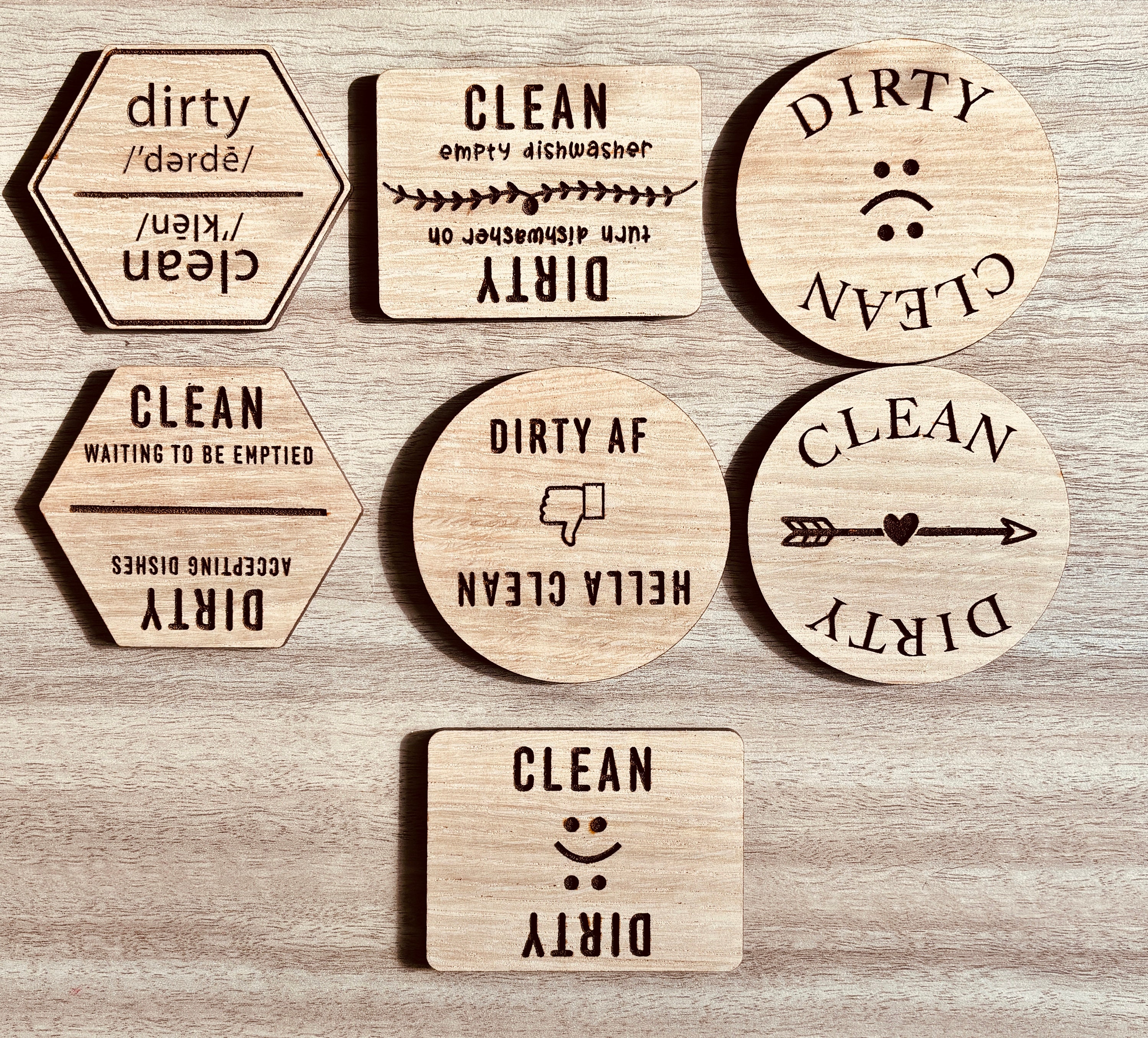 Digital Download Clean Dirty Magnet, Bundle Files, Wooden Magnet ...