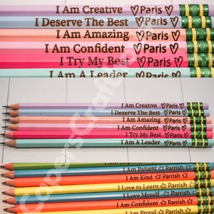Personalized Number 2 Pencil Set for Back to Schoo| Teachers| Gift for the Classroom| Affirmations Pencils