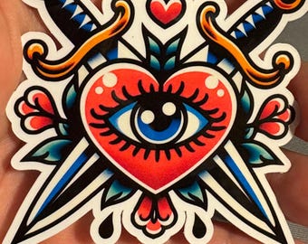 Eye Of Swords Tattoo Sticker |Glossy stickers | Indoor Stickers |Waterproof Stickers|personalized Stickers| Handmade Stickers