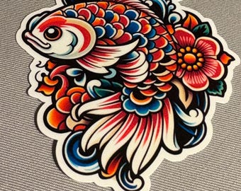 KingYo Fish Traditional Tattoo Stickers |Glossy stickers | Indoor Stickers| Waterproof Stickers| Handmade Stickers|
