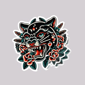 Phanter Traditional Tattoo Stickers |Glossy stickers | Indoor Stickers | Waterproof Stickers| Handmade Stickers|