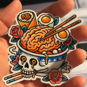 Traditional Tattoo Brain Soup  Sticker |Glossy stickers | Indoor stickers | Waterproof Stickers| Handmade Sticker