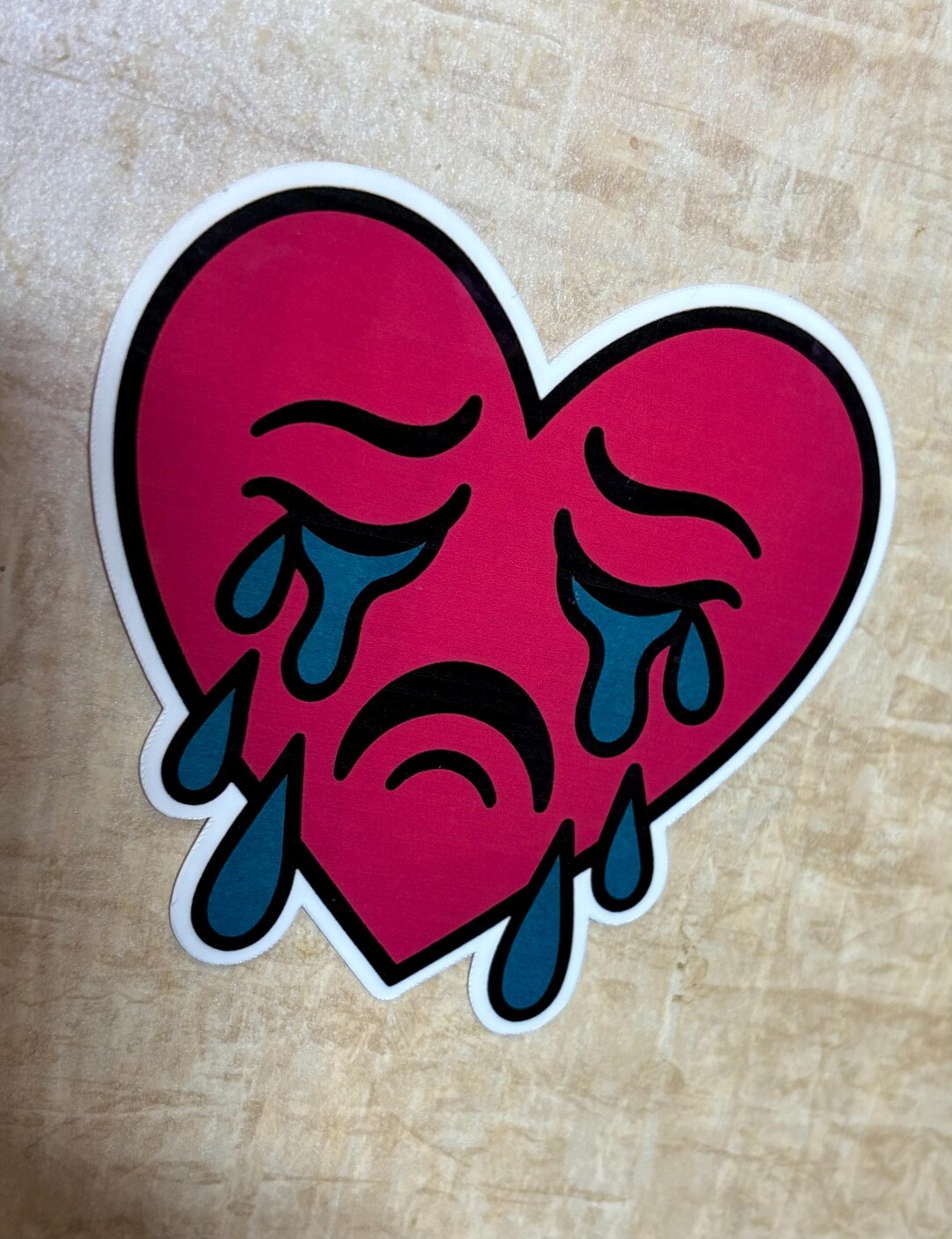 Stelle Crying Sticker Crying Heart Glossy Sticker Traditional Tattoo Sticker |glossy Stickers ...