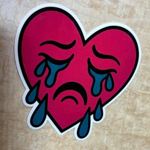 Crying Heart Glossy Sticker Traditional Tattoo Sticker |Glossy stickers | Indoor stickers | Waterproof Stickers| Handmade Sticker