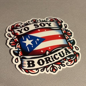 Puerto rican Flag Glossy Sticker | Indoor Stickers || Outdoor Stickers |  Waterproof Stickers