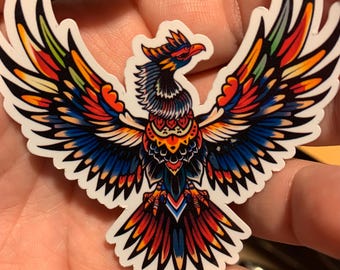 Phoenix Traditional Tattoo Stickers |Glossy stickers | Indoor Stickers | Waterproof Stickers| Handmade Stickers|