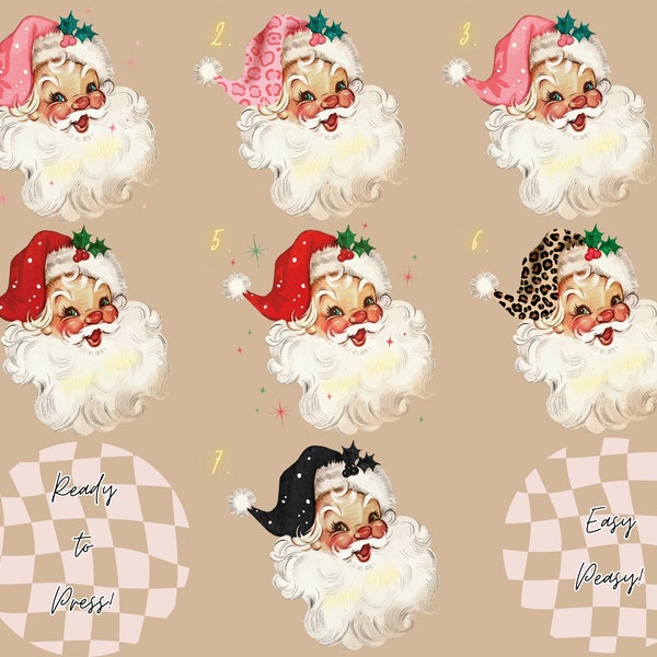 Ready to press Santa | Ready to press image | Heat Transfer | Christmas | Holiday | Vintage | Retro | Sublimation | Vintage Santa | Santa