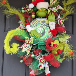 Festive Grinch Christmas Wreath&quot;