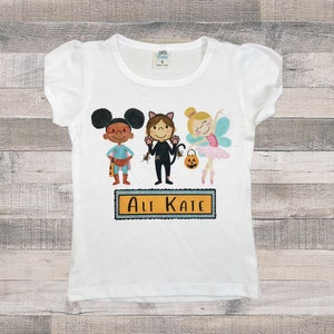 Camicia di Halloween per ragazze, camicia dolcetto o scherzetto, camicia di Halloween grafica per ragazze, camicia con nome personalizzato, camicia di Halloween personalizzata, personalizzata