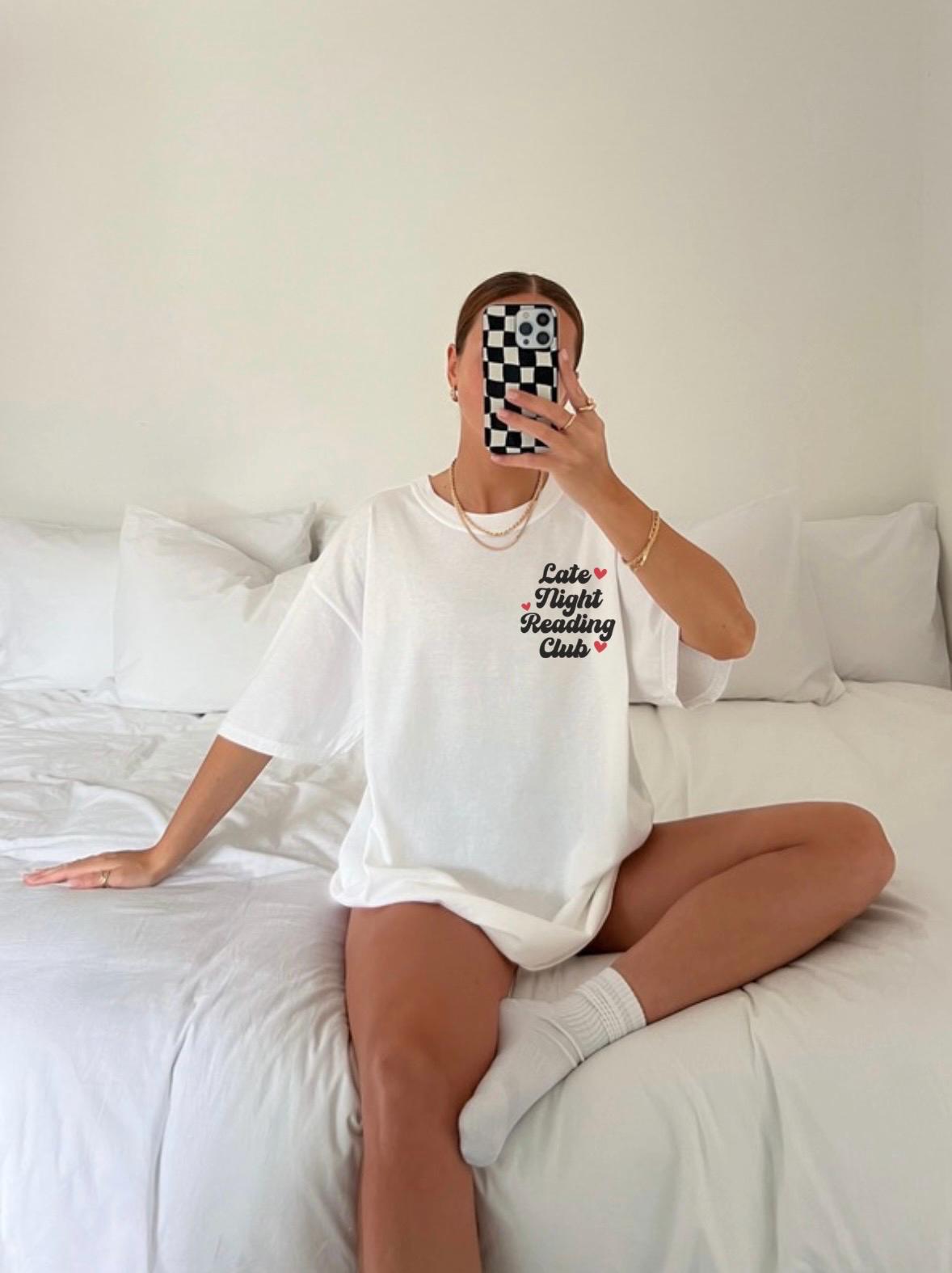 Book Club T-shirt, Booktok Tee, Funny Gift for Reader, Late Night Reading Club Shirt, Unisex Garment-Dyed Tee