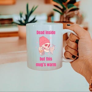 Skull Coffee Mug, Funny Gift for Coffee Lovers, Ceramic Cup (11oz, 15oz), Halloween Decor, Goth Kitchen Decor, Alternative Tea Cup, Unique
