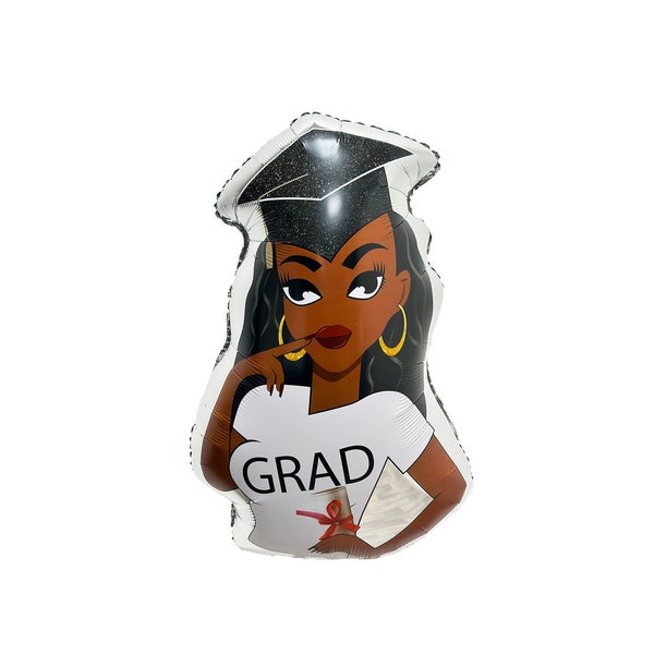 African American Women Graduation Balloon Silver, Grad Balloon, HBCU Balloon, 36 inch Balloon, Girl Grad Balloon, Graduation Party Décor