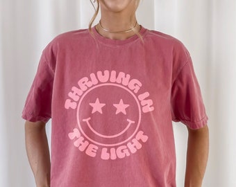 Smiley Face Comfort Colors Shirt: Motivational Retro Tee