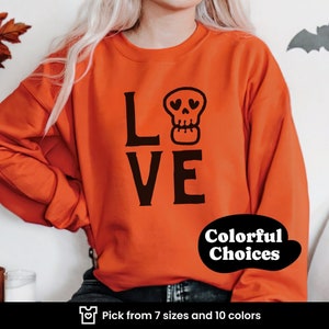 Grunge Love Crewneck Sweatshirt for Spooky Lovers True Grunge Heart Sweater for Couples Skull Love Unisex Sweater for women and men