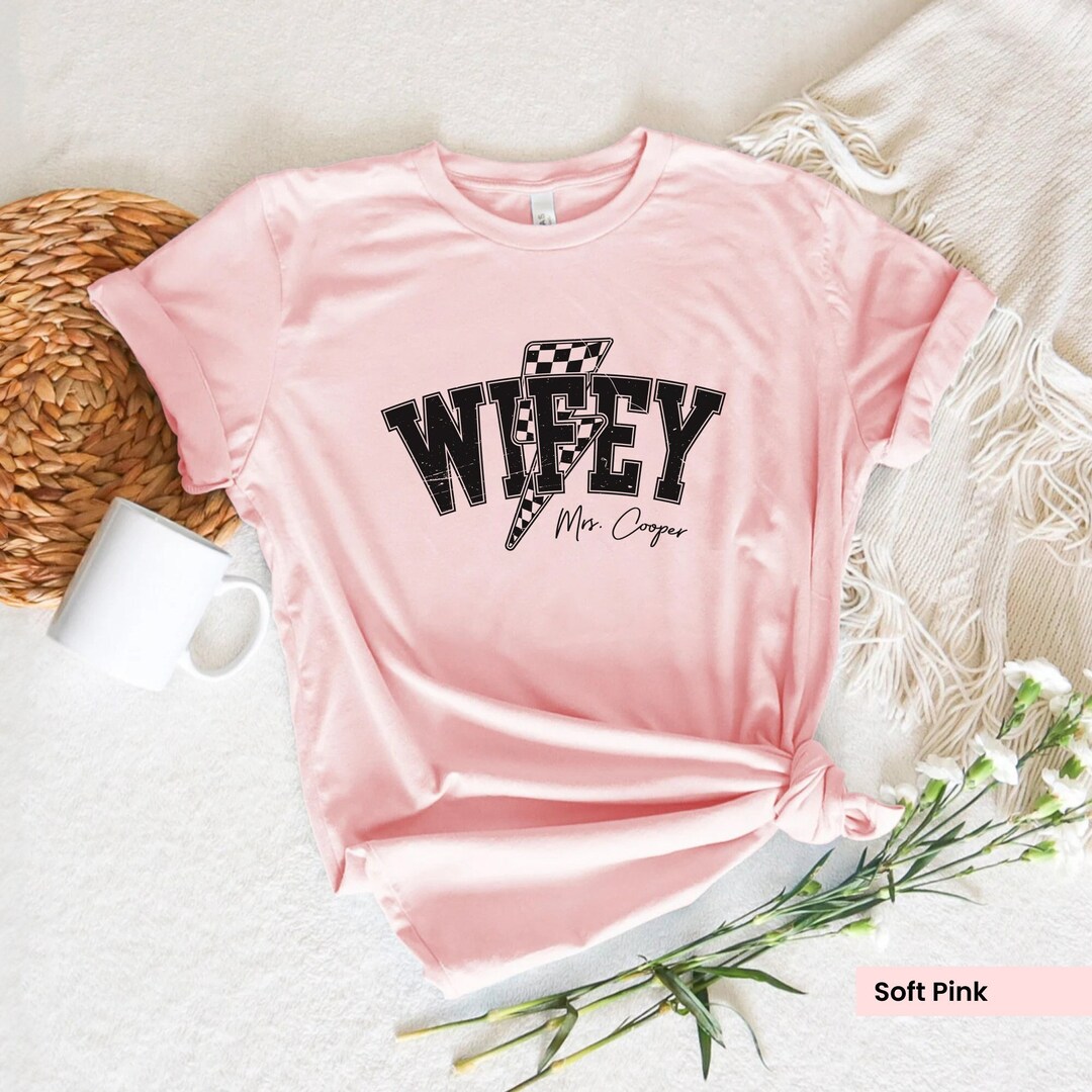 Custom Wifey Shirt: Retro Checkered Lightning Bride Tee - Etsy