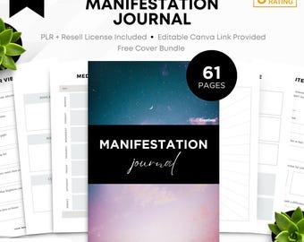 Diário de Manifestação | 61 Páginas | Direitos PLR | Modelo Canva Editável | MonoCreatives