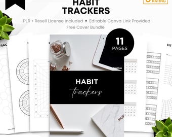 Habit Tracker | 11 Seiten | PLR Rechte | Bearbeitbare Canva Vorlage | MonoCreatives