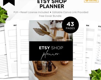 Etsy Shopplanner | 43 pagina's | PLR-rechten | Bewerkbare canvassjabloon | MonoCreatives