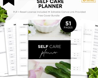 Planer samoopieki | 51 stron | Prawa PLR | Edytowalny szablon Canva |  MonoCreatives