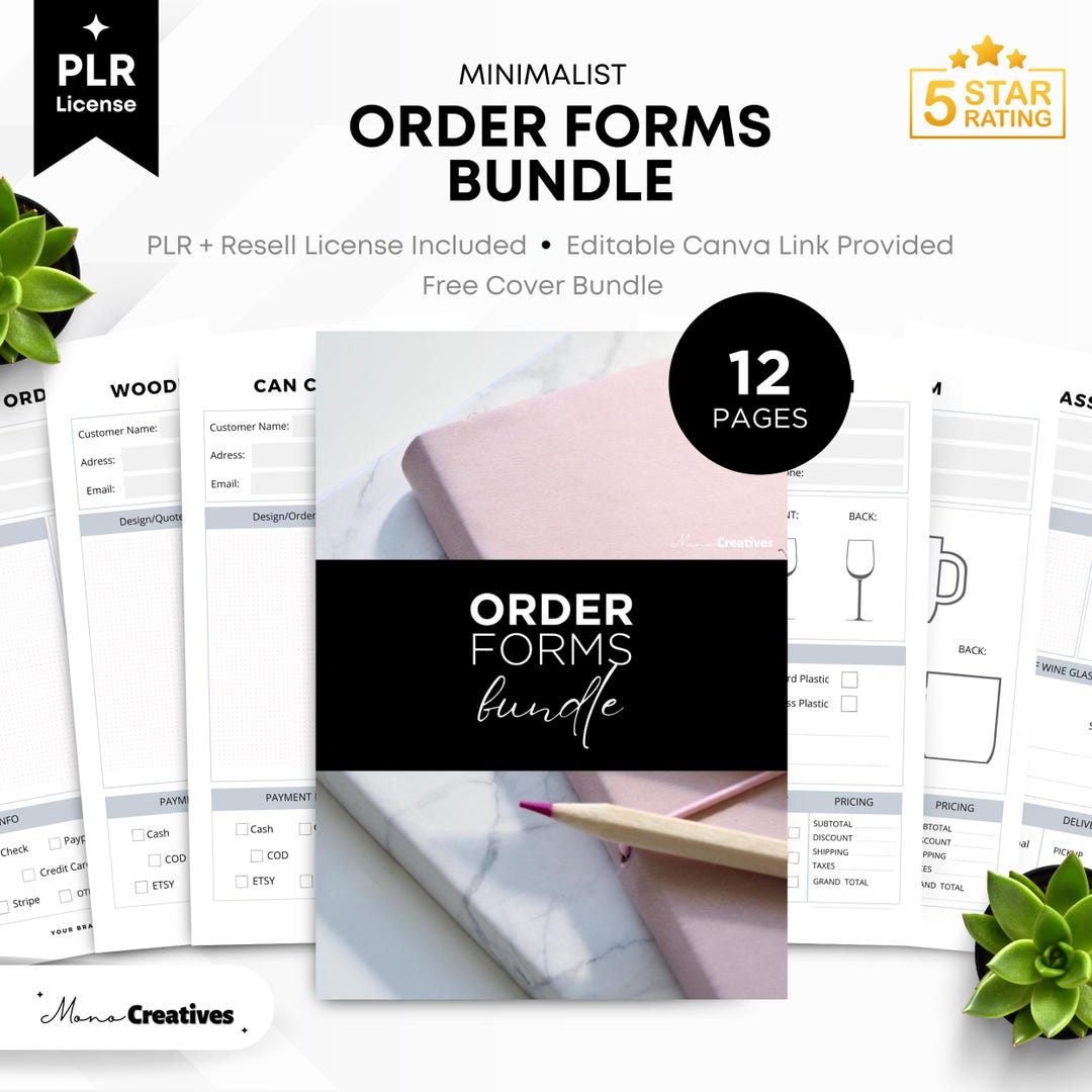Order Forms Bundle | 12 Pages | PLR Rights | Editable Canva Template ...