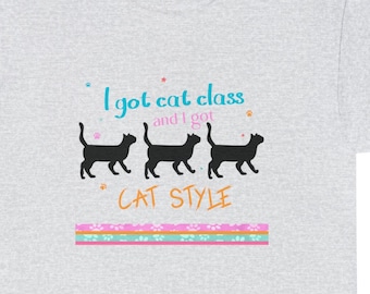 I Got Cat Class and I Got Cat Style Unisex Heavy Cotton Tee  Pink Yellow Blue Grey White Sizes S - 5 XL