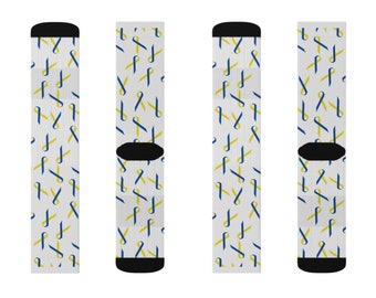 Down syndrome Ribbon Socks for Awareness / Advocacy Blue and Yellow World Down syndrome Day / Month