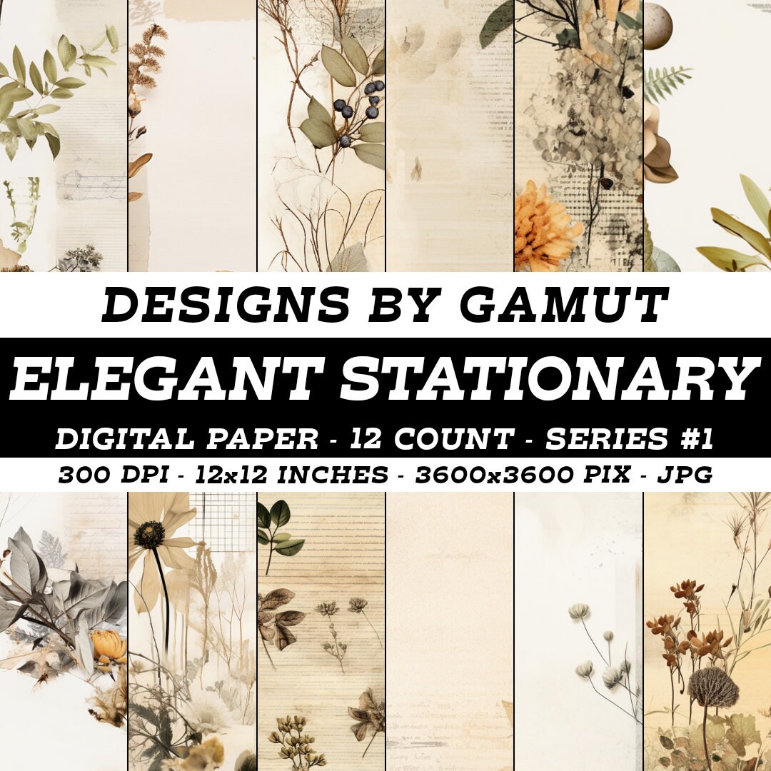 Elegant Stationery, Digital Paper, 12x12 Inch Seamless Pattern Digital