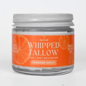 Whipped Tangerine Vanilla Tallow • Grass-fed Beef Tallow For Skin • Tallow Moisturizer Cream • No Chemicals, Additives or Fillers
