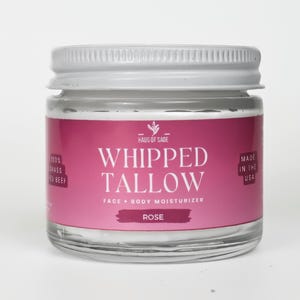 Whipped Rose Tallow • Grass-fed Beef Tallow For Skin • Tallow Moisturizer Cream • No Chemicals, Additives or Fillers