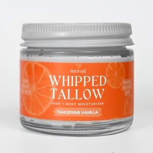 Whipped Tallow Moisturizer: mandarijn vanille, grasgevoerde rundertalg