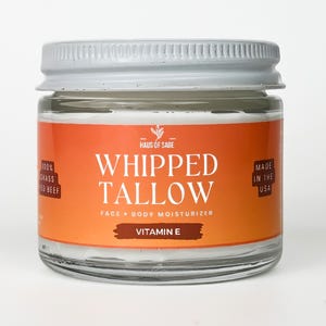 Whipped Beef Tallow Moisturizer + vitamine E-olie | Ongeparfumeerd | Geen chemicaliën, additieven of vulstoffen • Biologisch