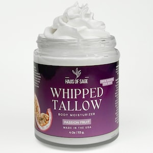 Passionfruit Tallow Whipped Moisturizer: Grass-fed Beef Tallow Cream