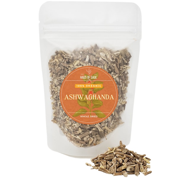 100% Organic Ashwagandha Root • No Additives, Pesticides, or Chemicals • Cut & Sifted • Organic Herb • Stress Relief