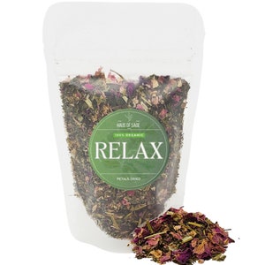 Relax Tea - 100% Organic Loose Leaf Herbal Tea Blend • No Additives, Chemicals or Preservatives • Relaxation, Calm, Stress  •  Tea Gift