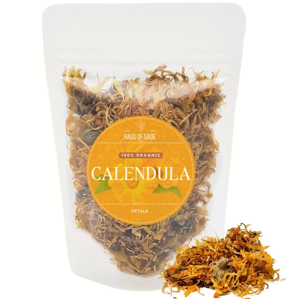 100% Organic Calendula • Calendula officinalis • No Additives, Pesticides, or Chemicals • Cut & Sifter • Tea • Tea Lover Gift