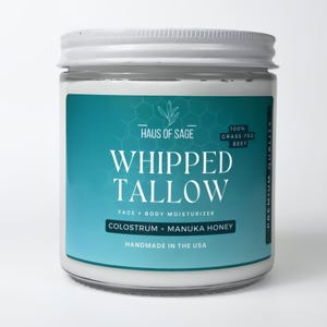 Whipped Grass-fed Beef Tallow Cream: Colostrum & Manuka Honey Moisturizer