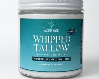 Colostrum & Manuka Honey Whipped Tallow Moisturizer | Grass-Fed Beef, Made in the USA