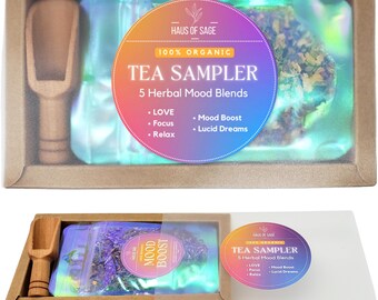 Mood Tea Gift Sampler • 100% Organic • Loose Leaf Herbal Tea Blend • No Additives, Chemicals or Preservatives • Tea Gift •  Herbal Gift Set