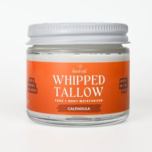 Opgeklopte, grasgevoerde rundvet-vochtinbrengende crème met calendula | 100% natuurlijk, gemaakt in de VS