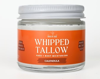 Whipped Grass-fed Beef Tallow Moisturizer with Calendula | 100% Natural, Made in the USA