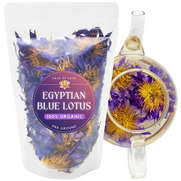 100% Organic Egyptian Blue Lotus Flower (WHOLE) • No Additives, Pesticides, or Chemicals • Nymphaea caerulea