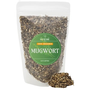 100% Organic Mugwort • Artemisia Vulgaris • No Additives, Pesticides, or Chemicals • Cut & Sifter • Dream Herb