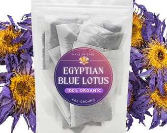 100% Organic Egyptian Blue Lotus  • 12 Tea Bags • Nymphaea caerulea • No Additives, Pesticides, or Chemicals • Blue Lotus Flower